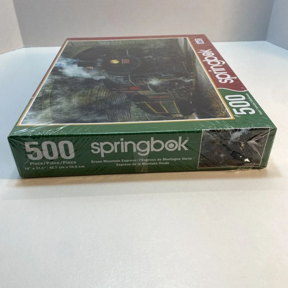 Springbok Jigsaw Puzzle 500 Piece Train Green‎ Mountain Express Locomotive NEW